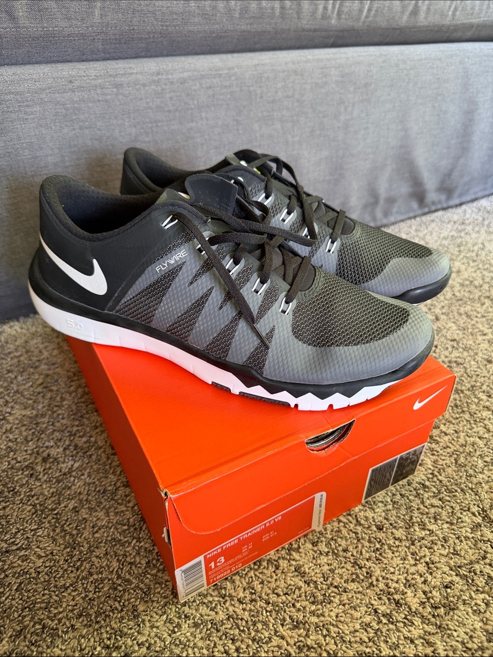 Nike Men’s Gray and Black Flywire Athletic Shoes